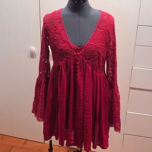 Red Free People dress with slip included